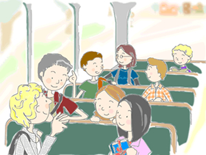 通学バス内の様子。詳細は以下